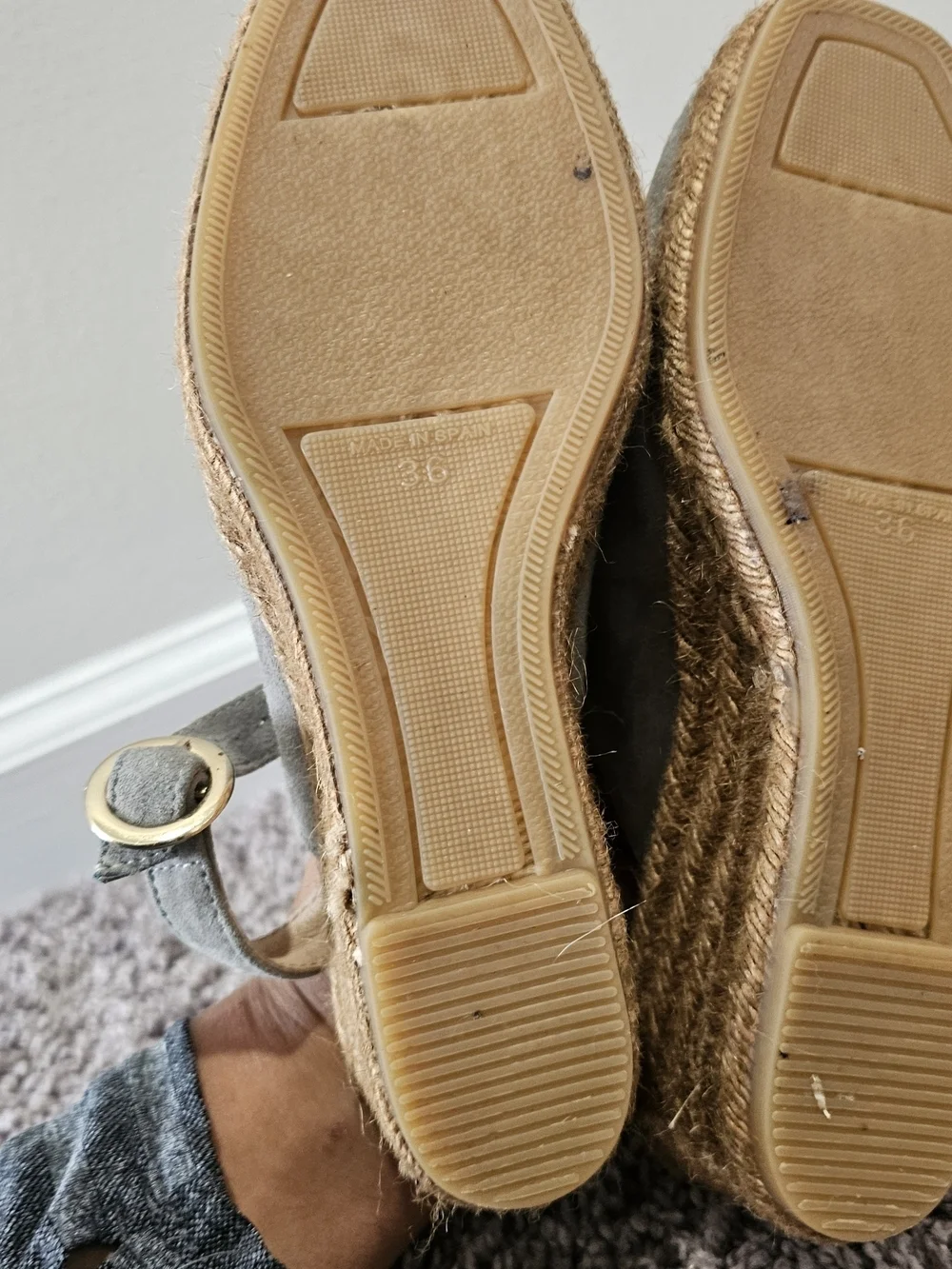 Gray Suede Espadrille Wedge Slingback - Women's Suede Comfort